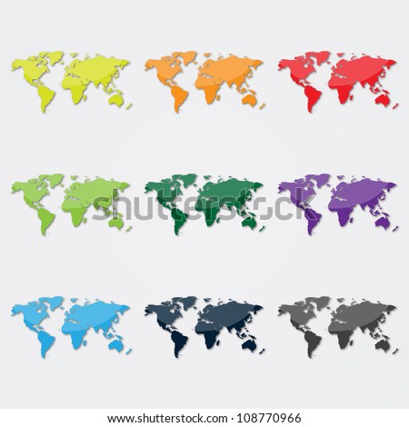 World Map in Different Colors