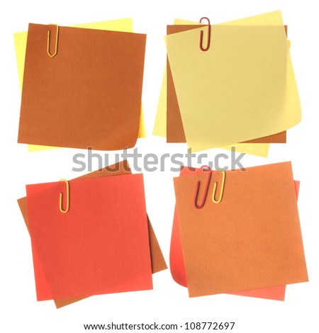 collection of colorful paper notes isolated on white