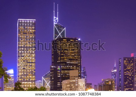 Skyline of office buildings at Chung Wan (central district), Hong Kong Isaland, Hong Kong, China, Asia