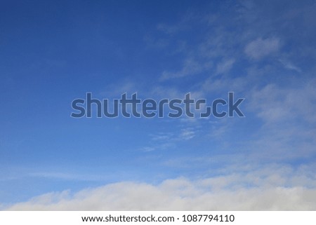 Bright blue sky with white beautiful cloud formation on sunny day for design background and wallpaper