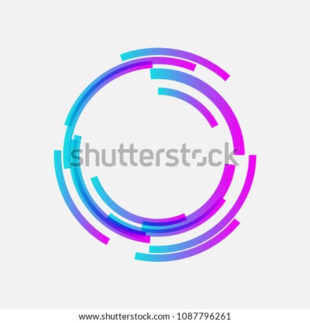 Trendy Line and Circle form technology logo icon with abstract shape.