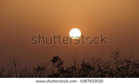                     Sun view at the time of sunset from sunset view point university campus Jalgaon,Maharashtra , India            