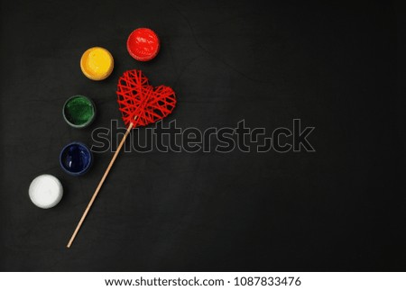 Colorful Paint Isolated Brushes Chalkboard black copy space School Education