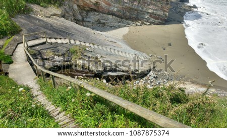 Oleiros beach, Salamir village, Cudillero municipality, Asturias, Spain