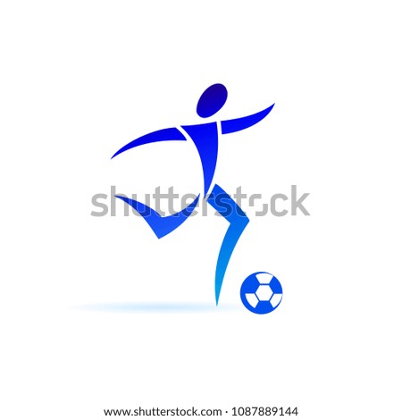 Football player in minimalist style. 
Sport icon vector isolated on white background.