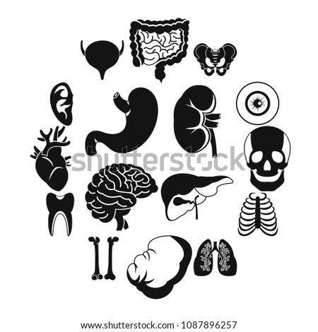 Human organs icons set. Simple illustration of 16 human organs vector icons for web