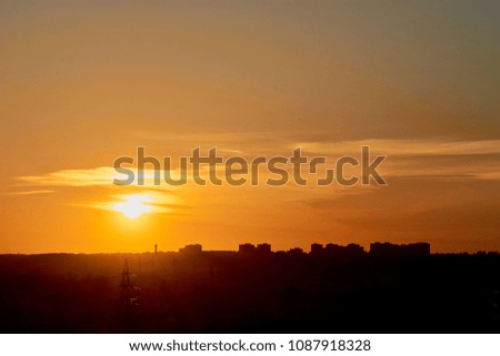sunset in the city in Russia  