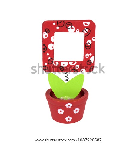 Red Plant pots, tree and picture frame decoration space for the input text isolated on white  background with clipping path.Design for The Web, planting trees, and love.