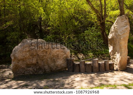 Tourist zone of rocks and rocks in the Caucasus Mountains