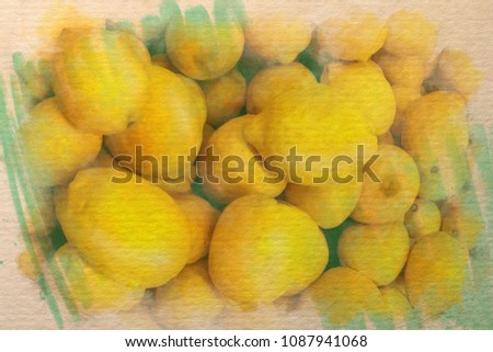 Watercolor pattern a lot of Lemons colorful illustration 