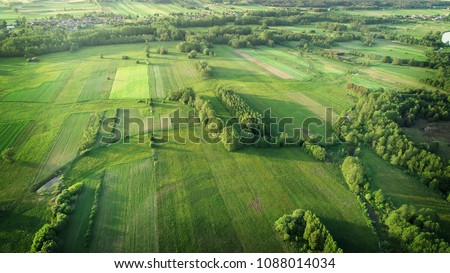 aerial shot from the drone - spring fields