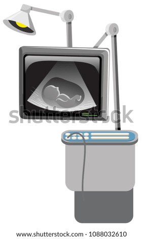 Ultrasound Machine on White Background illustration