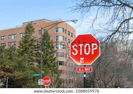 A stop sign in Chicago neighbourhood