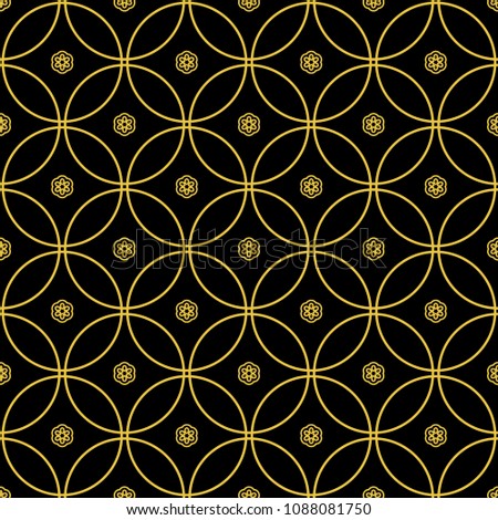 Abstract seamless pattern of black and gold color for wallpapers and background.