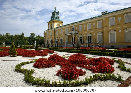 Rose garden in Wilanow Palace in Warsaw, Poland