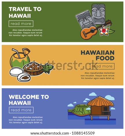 Hawaii travel famous landmark vector web banner