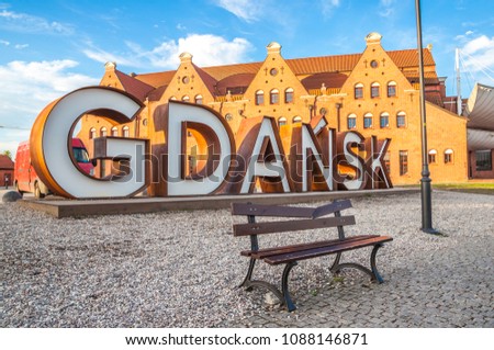 Gdansk sign in Old Town of Gdansk. Poland