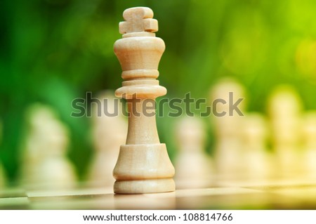 king of chess on a board background