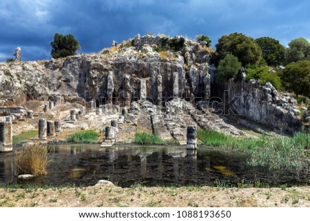 Ancient Greece, ruins of the harbor in town Oiniades Royalty-Free Stock Photo #1088193650