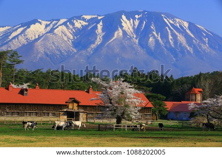 Iwate and farm Royalty-Free Stock Photo #1088202005
