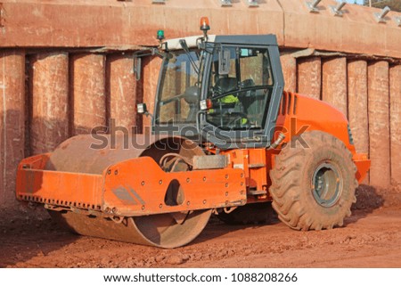 Roller on a construction site