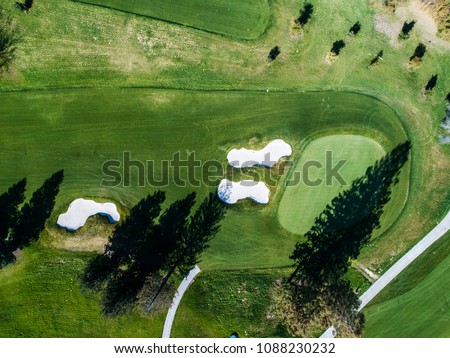 Golf course. Viewpoint from directly above.