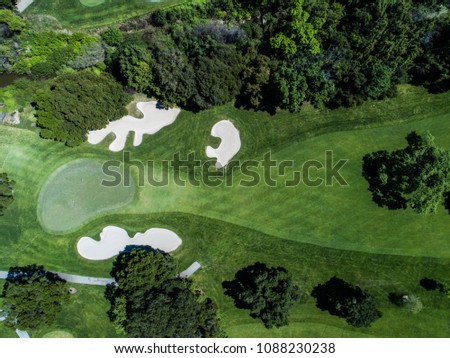 Aerial photograph of golf course.