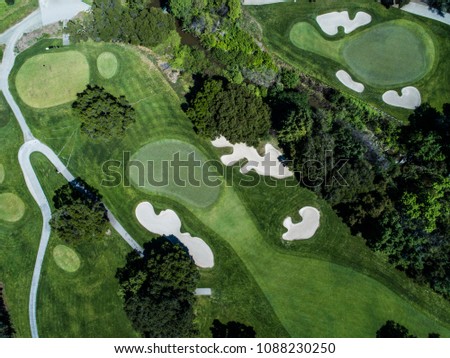 Aerial photograph of golf course.