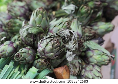 green artichokes in the market