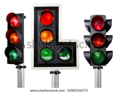 traffic light isolated on white background Royalty-Free Stock Photo #1088306072
