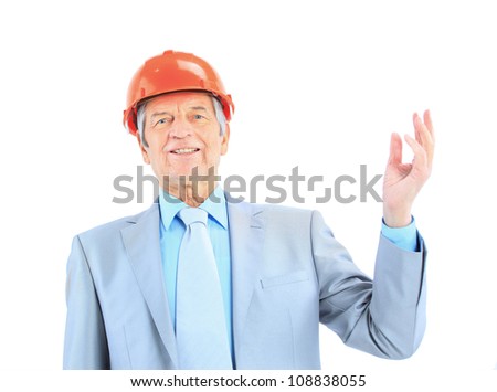Engineer at the age of. Isolated on a white background.