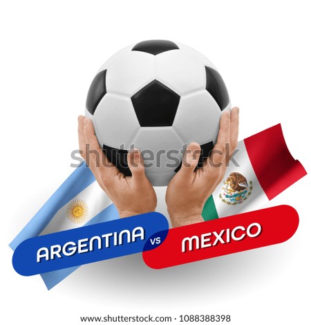 Soccer competition, national teams Argentina vs Mexico