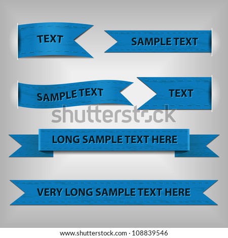 blue ribbons with sample text