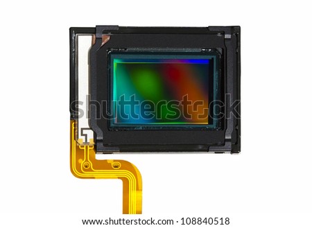 A CMOS sensor isolated over white background.