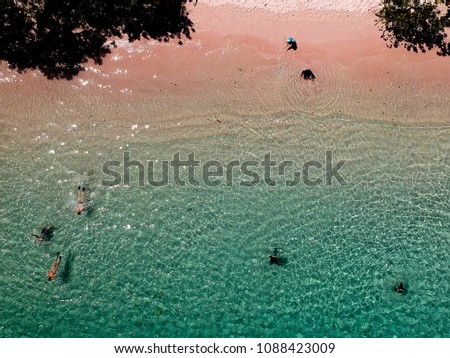 Drone picture in Pink Beach Indonesia