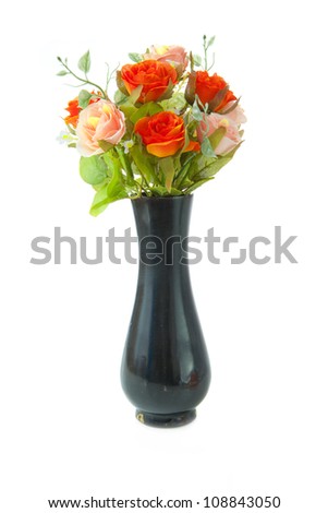 black vase flower isolated on white background