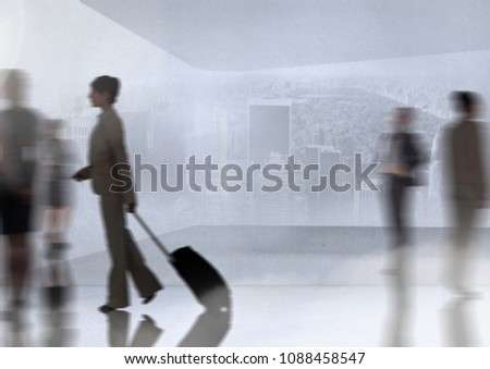 Travelling Group of business people with transition background