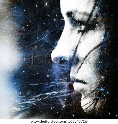 Star wind. Abstract female portrait Royalty-Free Stock Photo #108848726