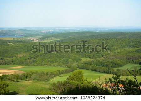 Nature of the Palava, beautiful Moravian spring landscape with hills rocks and forest, countryside of the Palava, South Moravia, Czech republic, known European touristic destination