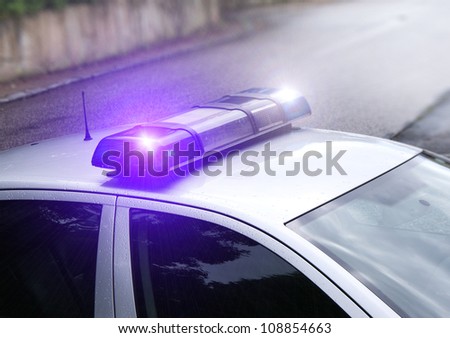 The police beacon on the car Royalty-Free Stock Photo #108854663