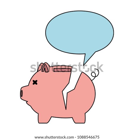 piggy savings broken with speech bubble