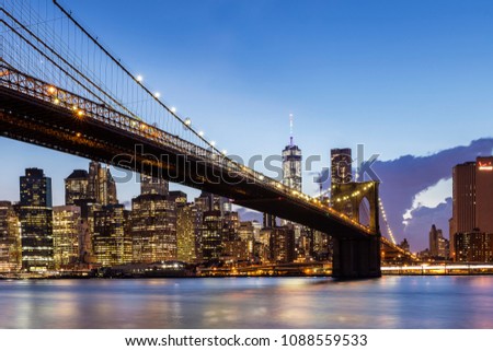 Brooklyn bridge at night,New York 