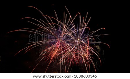 colorful fireworks in the night black sky