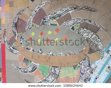 The floor of the temple is decorated with many kinds of stone and many beautiful colors.