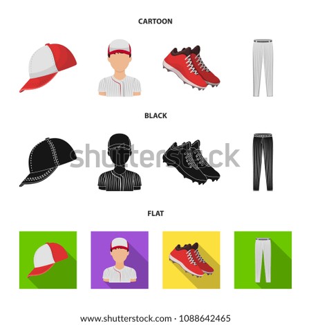 Baseball cap, player and other accessories. Baseball set collection icons in cartoon,black,flat style vector symbol stock illustration web.