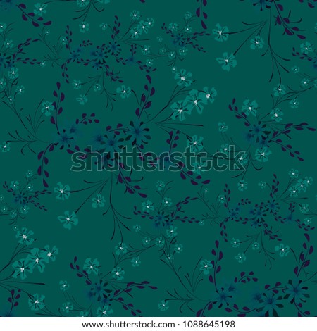 Small Flowers. Seamless Pattern with Cute Daisy Flowers and Pansies. Feminine Texture in Country Style for Fabric, Calico, Paper. Vector Spring Rapport.