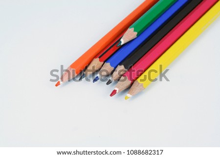 Wooden crayons. Wooden color pencils.