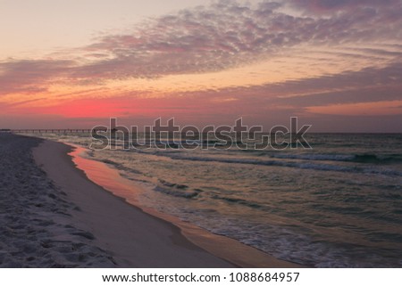 Fort Walton Beach, FL sunrise with pink and yellow sky