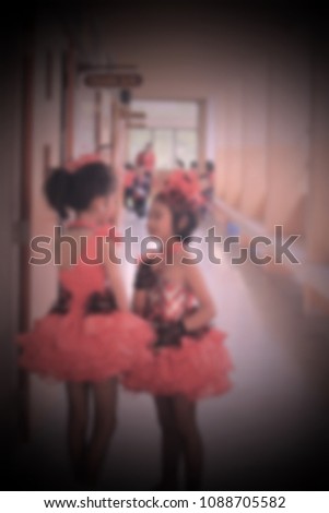 Blur picture, Friendship of Pom pom cheers schoolgirl.