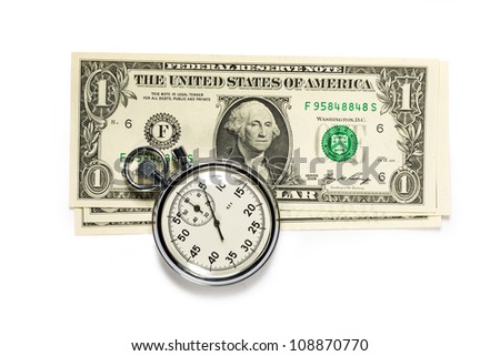 Dollar banknotes and stopwatch